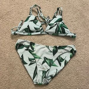 Strappy Leaf-Pattern Bikini